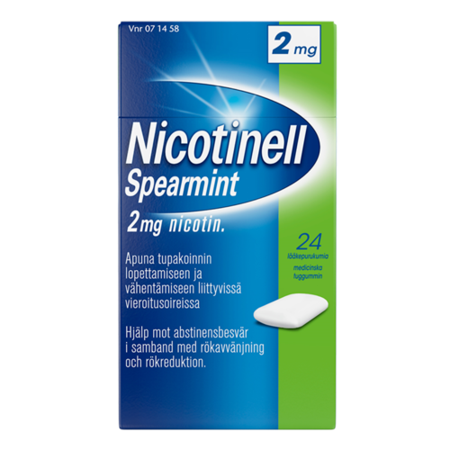 NICOTINELL SPEARMINT lääkepurukumi 2 mg 24 fol