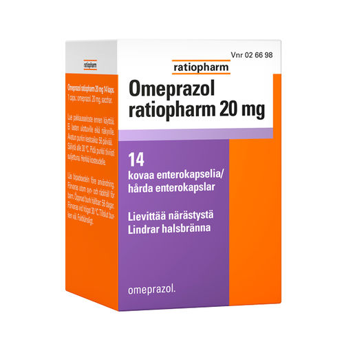 OMEPRAZOL RATIOPHARM 20 mg enterokaps, kova 14 kpl