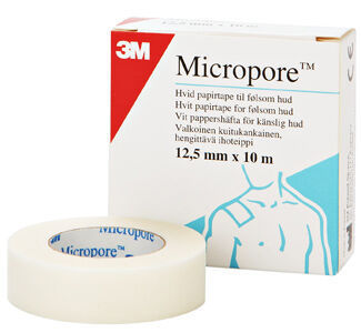Micropore 1,25cm x 10m valkoinen vaihtorulla 1 kpl