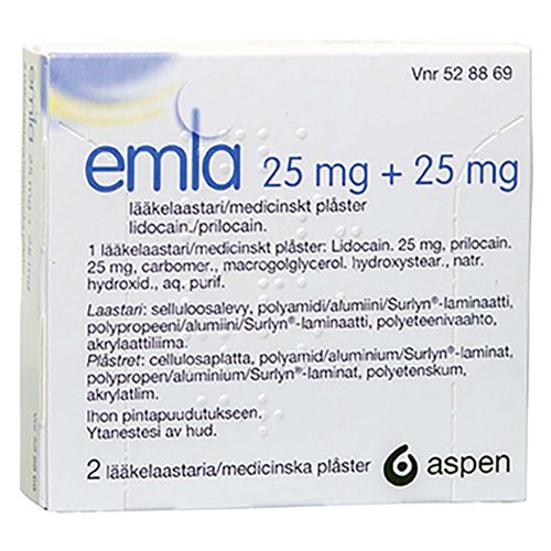 EMLA 25/25 mg laastari (yksittäispakattu)2x1 kpl