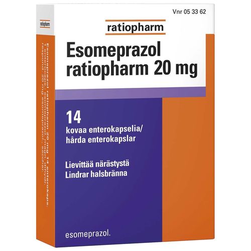 ESOMEPRAZOL RATIOPHARM 20 mg enterokaps, kova 14 fol