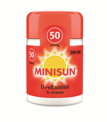 MINISUN D-VITAMIINI 50 MIKROG 200 TABL