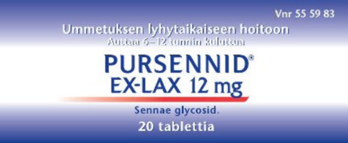 PURSENNID EX-LAX tabletti, päällystetty 12 mg 20 fol