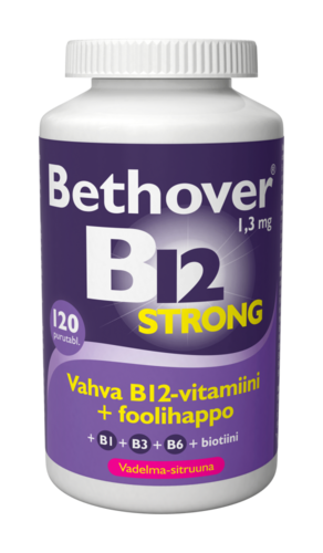 Bethover Strong B12 Vadelma-Sitruuna 120 tabl