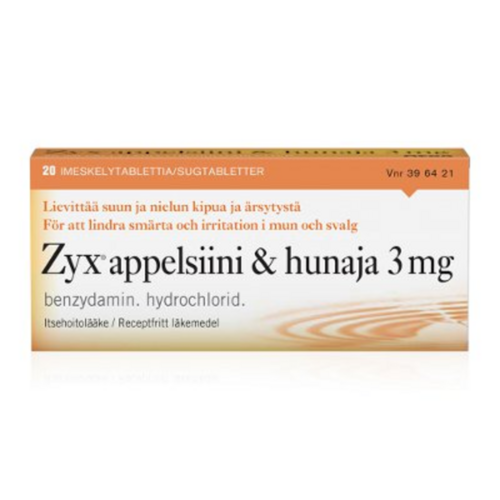 ZYX APPELSIINI & HUNAJA imeskelytabletti 3 mg 20 fol